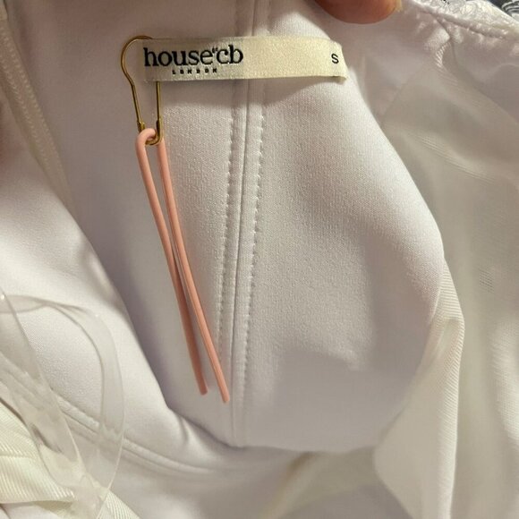 House of CB White Corset Mini Dress Puff Sleeve Coquette Wedding Sz Small NWOT - Picture 10 of 11